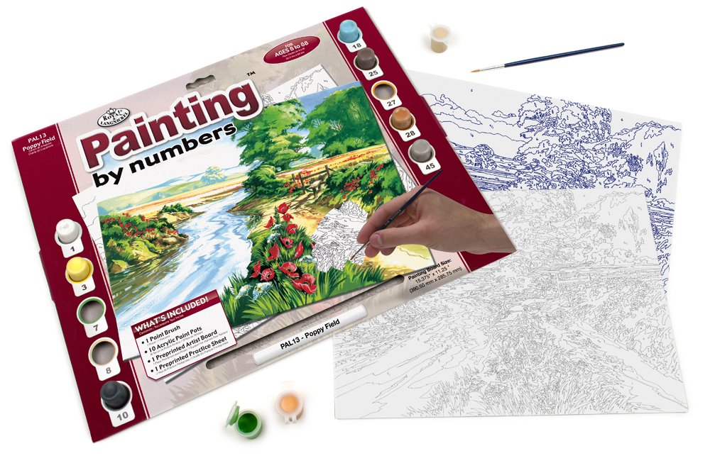 Royal & Langnickel PAL13 Poppy Field Painting by Numbers Kit