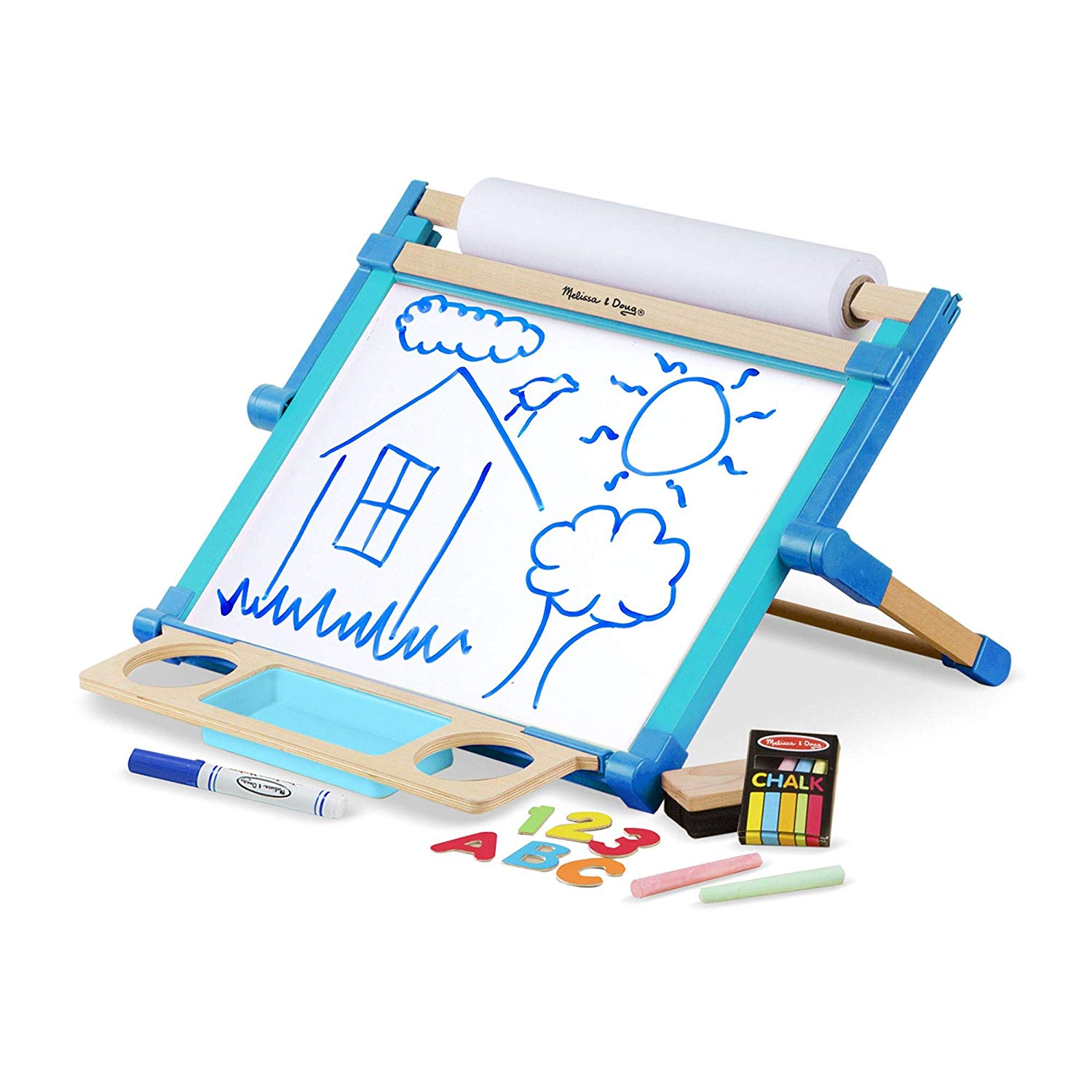 Melissa & Doug Wooden Double-Sided Tabletop Easel | Arts & Crafts | Pretent Play | 3+ | Gift for Boy or Girl