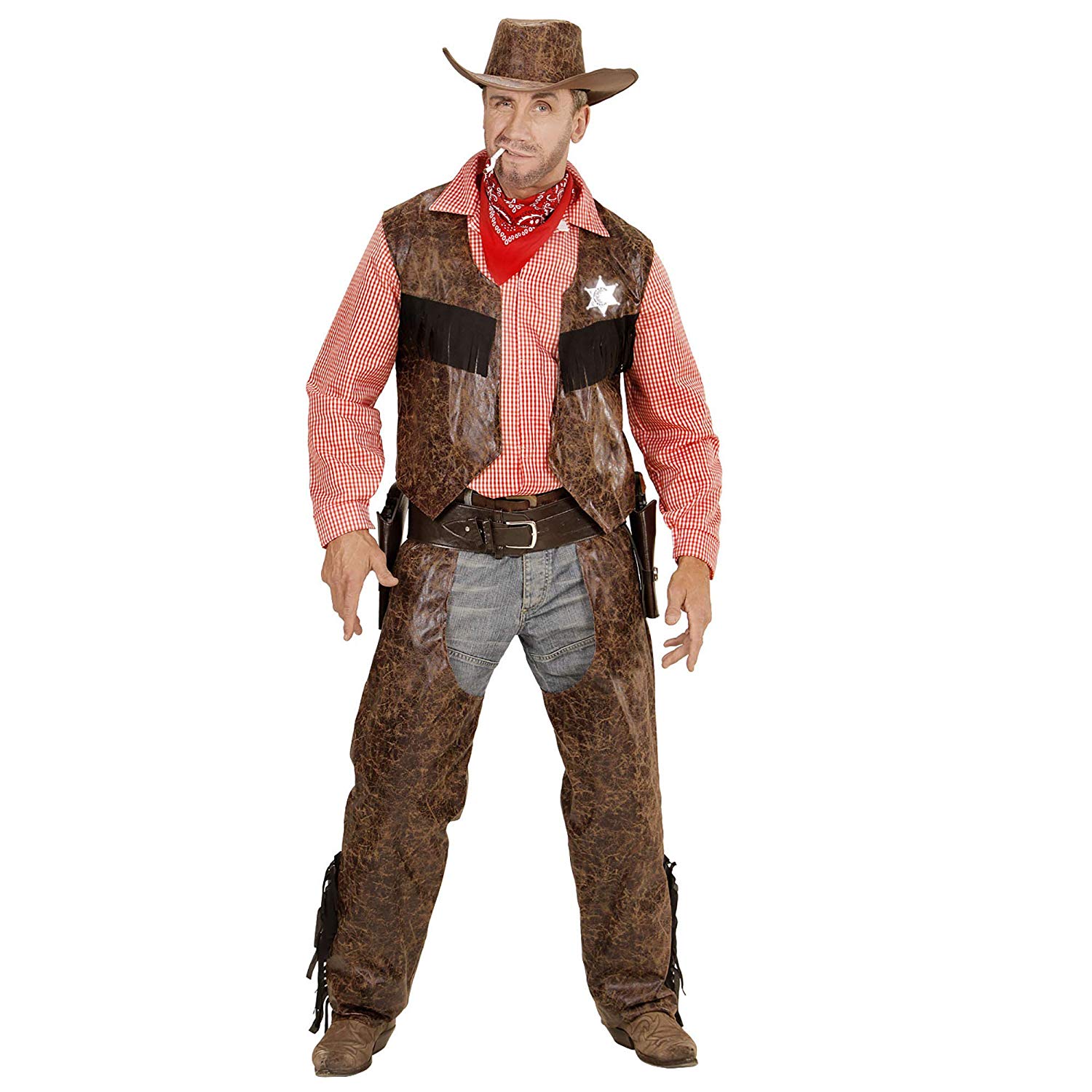 WIDMANN 05923 Adult Cowboy Costume, Shirt, Waistcoat, Chaps and Hat - Image 4