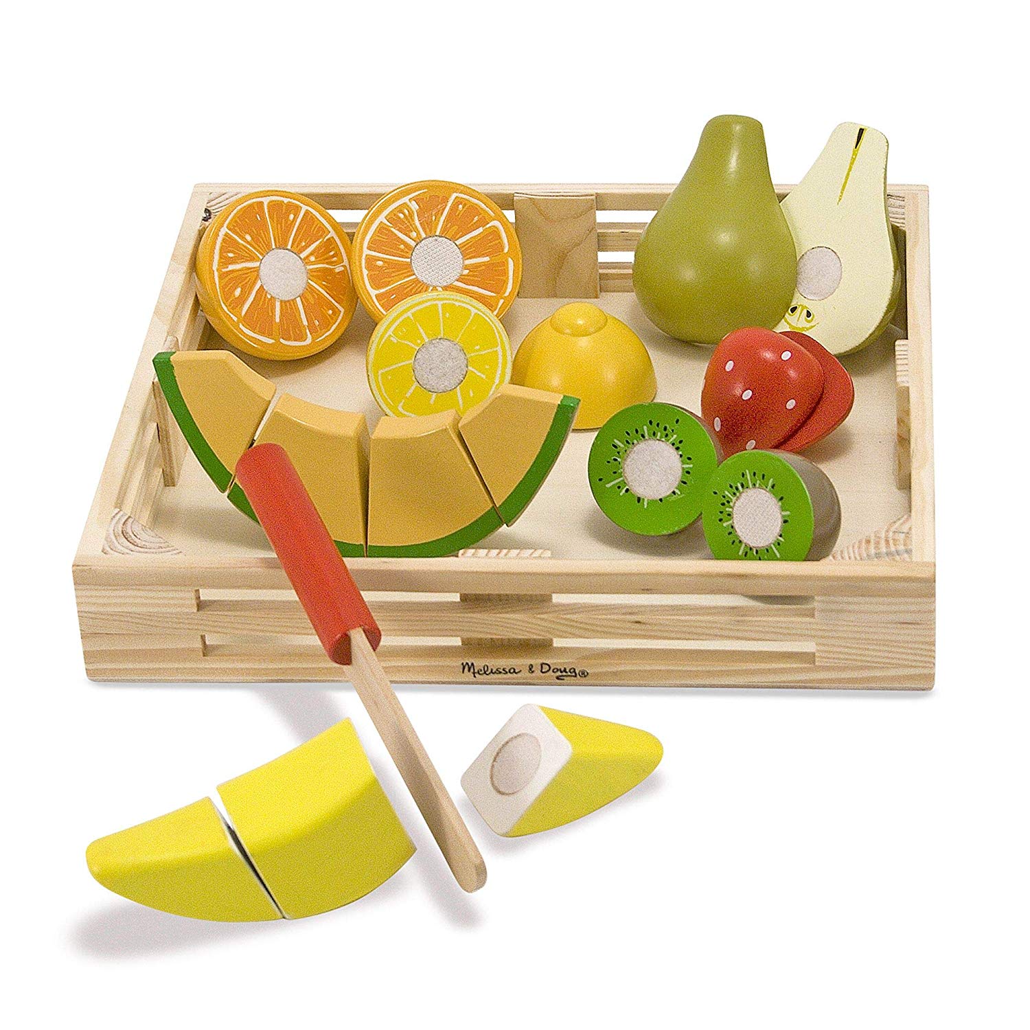 Melissa, Doug Wooden Cutting Fruit | Pretend Play | Play Food | 3+, Multicolor, 30 x 28 x 5 cm