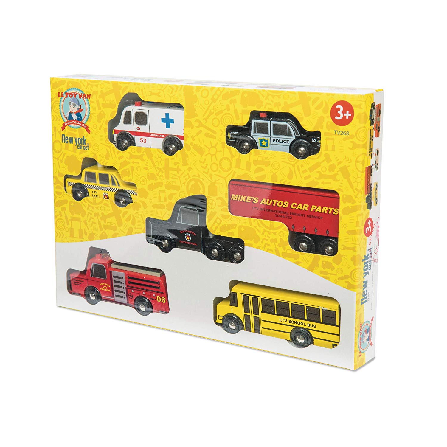 Set 7 PiecesPlay Le Toy Van Iconic Wooden London Themed Toy Car Play Set 