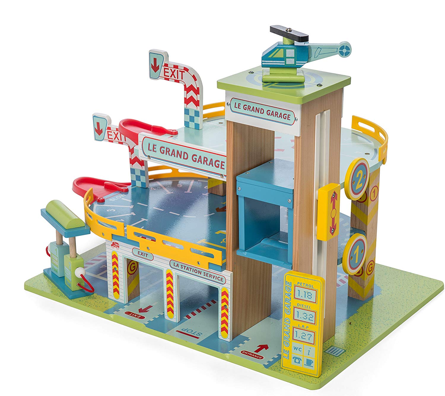 Le Toy Van Iconic Wooden 3 Storey Le Grand Garage Toy Car Play Set