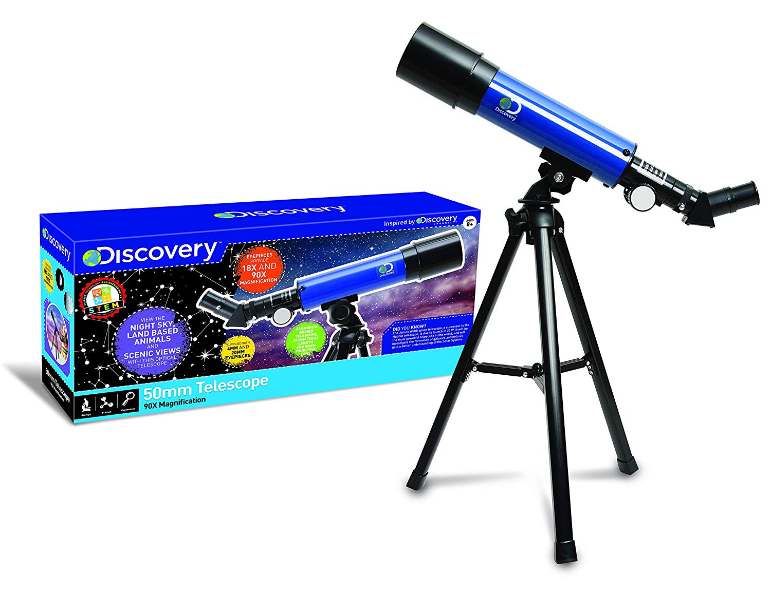 Back Discovery Mindblown Toy Telescope With Tripod